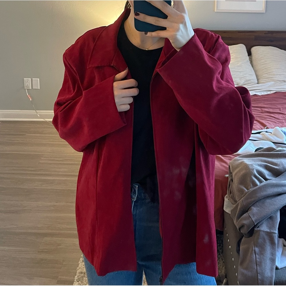 Briggs red suede zip up jacket